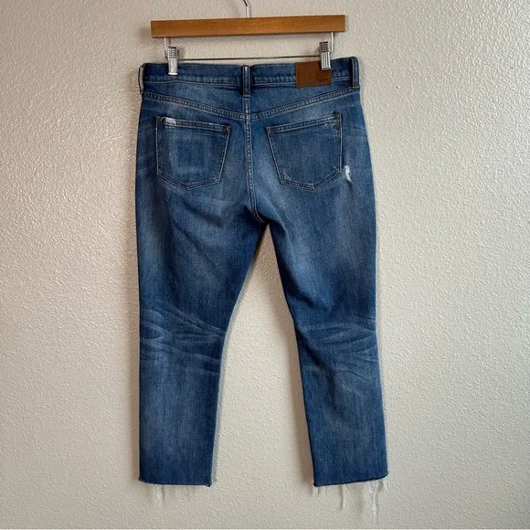 Madewell The Slim Boyjean Distressed Straight Leg Jeans Raw Hem Women’s Size 27