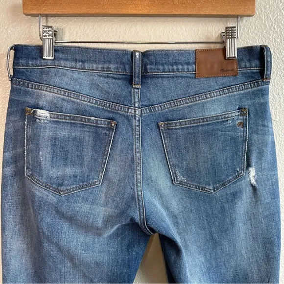 Madewell The Slim Boyjean Distressed Straight Leg Jeans Raw Hem Women’s Size 27