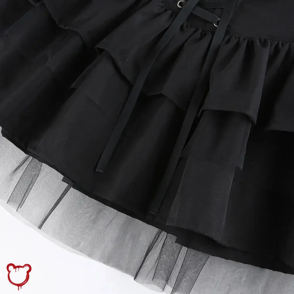 Madness Pleated Skirt: Black Grunge