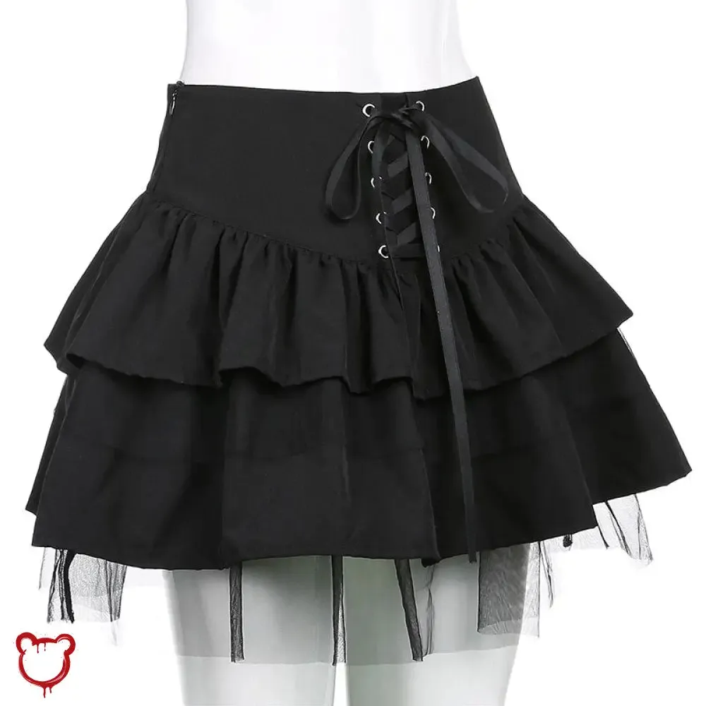Madness Pleated Skirt: Black Grunge