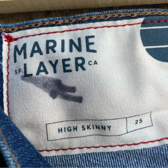 MARINE LAYER Distressed Ripped Medium Wash Stretch Denim High-Rise Skinny Jeans