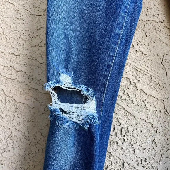 MARINE LAYER Distressed Ripped Medium Wash Stretch Denim High-Rise Skinny Jeans