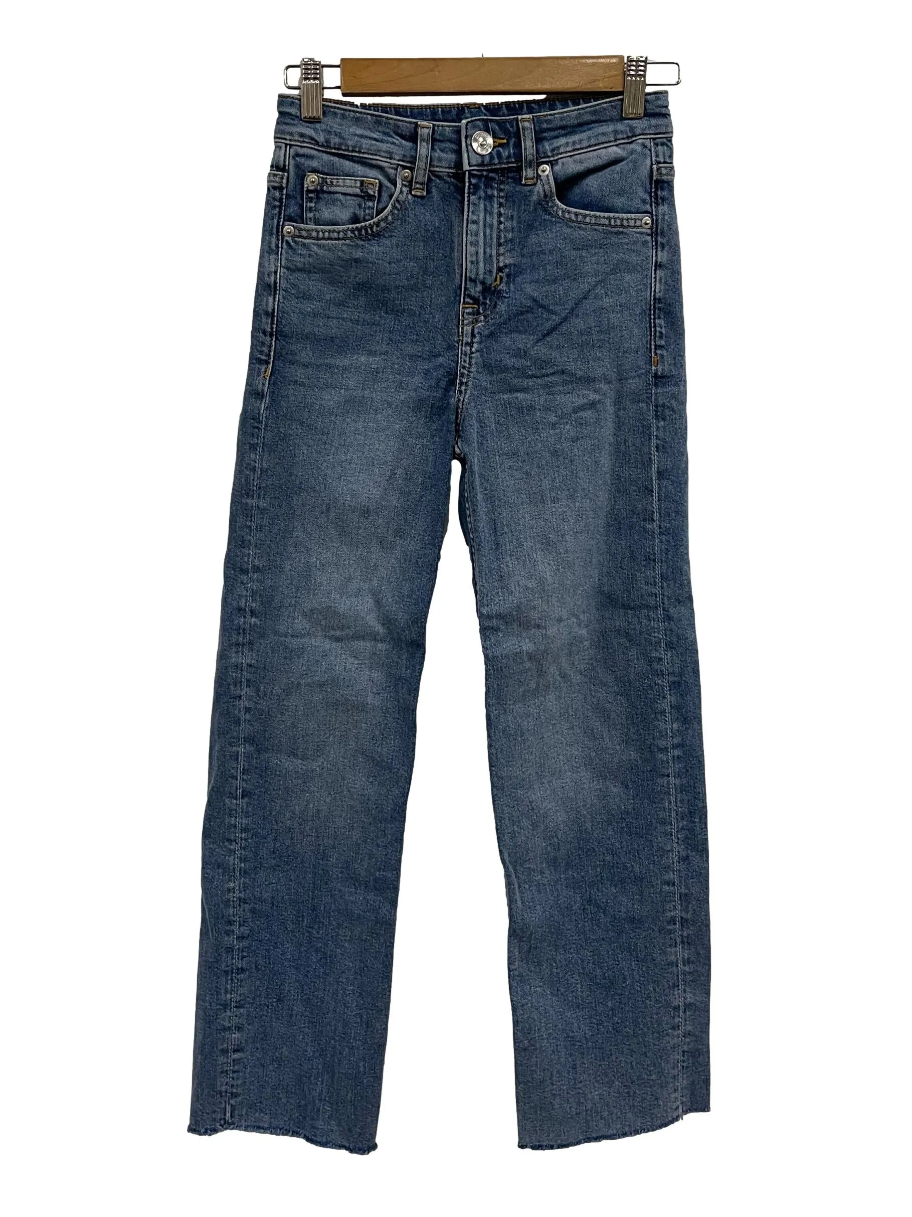 Medium Blue Distressed Hem Jeans