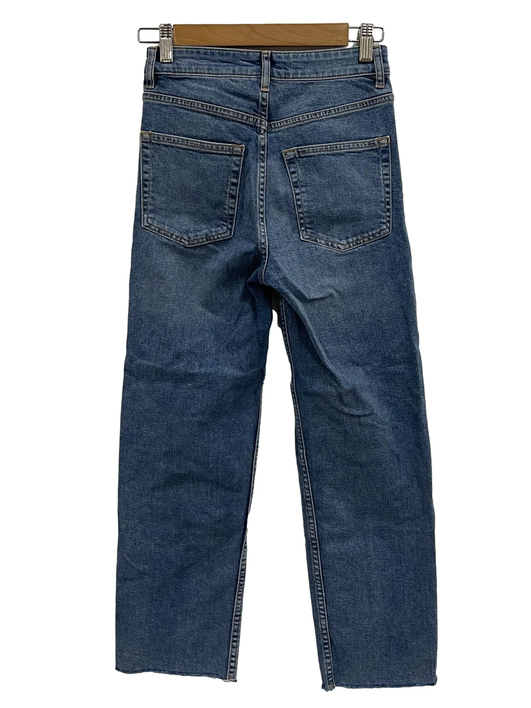 Medium Blue Distressed Hem Jeans