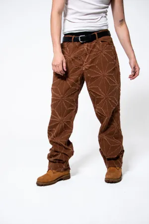 Mediums 1of1 star pattern distressed  brown jeans - 36/32