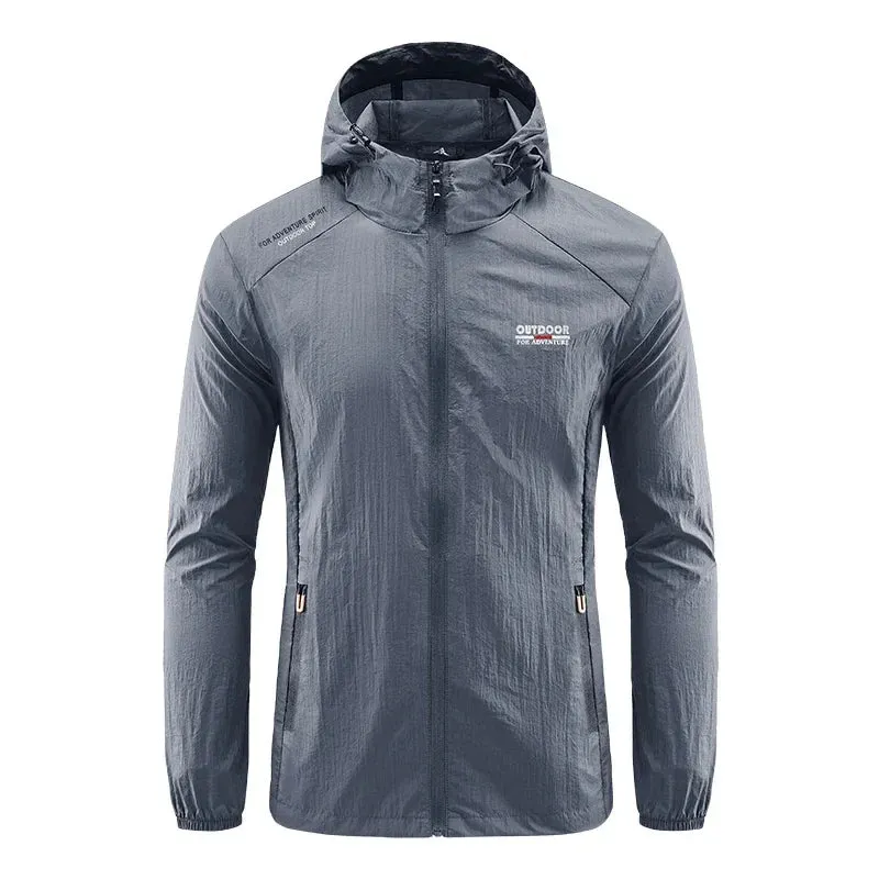 Men Hiking Fishing Cycling Hooded Gym Sport Windbreaker Ultra Light Coat Men Outdoor Quick Dry Sun-Protective Thin Jacket