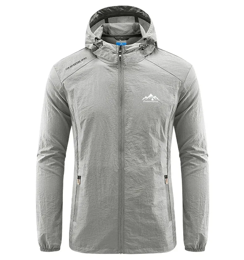Men Hiking Fishing Cycling Hooded Gym Sport Windbreaker Ultra Light Coat Men Outdoor Quick Dry Sun-Protective Thin Jacket