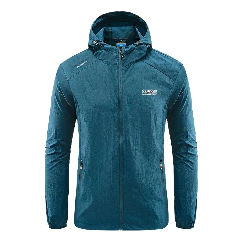 Men Hiking Fishing Cycling Hooded Gym Sport Windbreaker Ultra Light Coat Men Outdoor Quick Dry Sun-Protective Thin Jacket