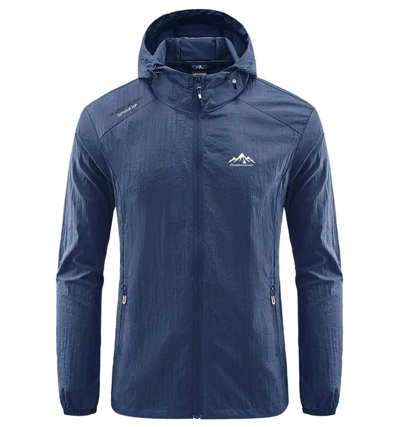 Men Hiking Fishing Cycling Hooded Gym Sport Windbreaker Ultra Light Coat Men Outdoor Quick Dry Sun-Protective Thin Jacket