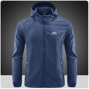 Men Hiking Fishing Cycling Hooded Gym Sport Windbreaker Ultra Light Coat Men Outdoor Quick Dry Sun-Protective Thin Jacket