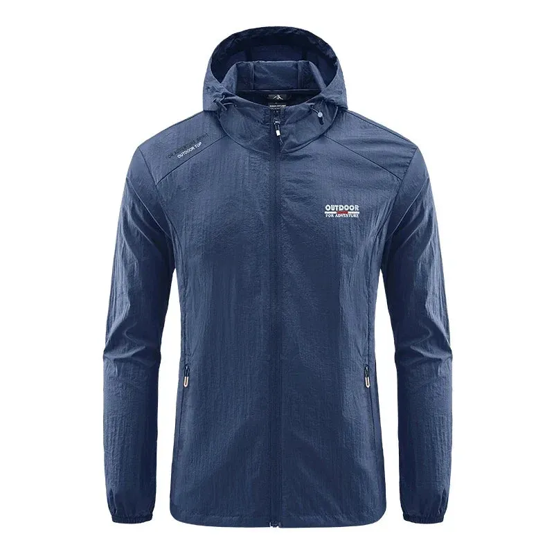 Men Hiking Fishing Cycling Hooded Gym Sport Windbreaker Ultra Light Coat Men Outdoor Quick Dry Sun-Protective Thin Jacket