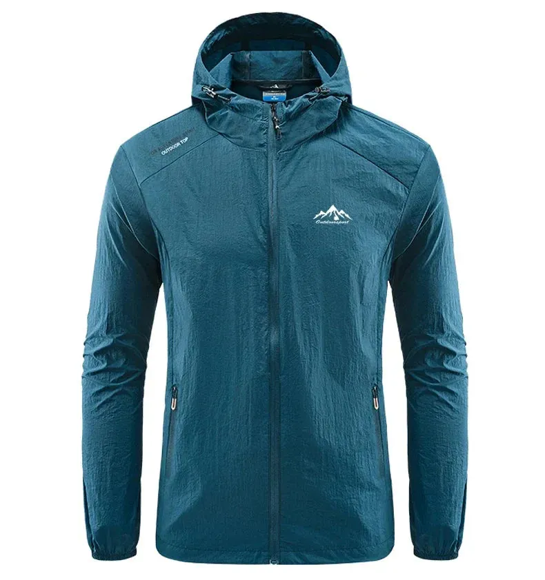 Men Hiking Fishing Cycling Hooded Gym Sport Windbreaker Ultra Light Coat Men Outdoor Quick Dry Sun-Protective Thin Jacket