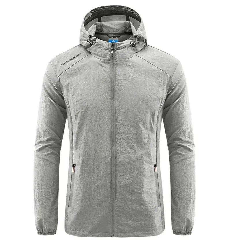 Men Hiking Fishing Cycling Hooded Gym Sport Windbreaker Ultra Light Coat Men Outdoor Quick Dry Sun-Protective Thin Jacket