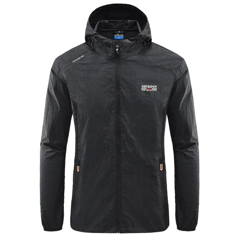 Men Hiking Fishing Cycling Hooded Gym Sport Windbreaker Ultra Light Coat Men Outdoor Quick Dry Sun-Protective Thin Jacket