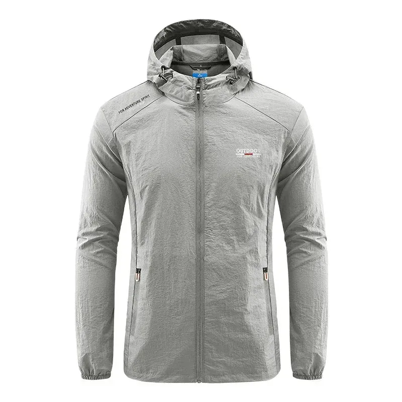 Men Hiking Fishing Cycling Hooded Gym Sport Windbreaker Ultra Light Coat Men Outdoor Quick Dry Sun-Protective Thin Jacket