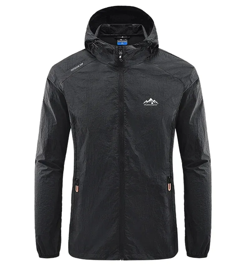 Men Hiking Fishing Cycling Hooded Gym Sport Windbreaker Ultra Light Coat Men Outdoor Quick Dry Sun-Protective Thin Jacket