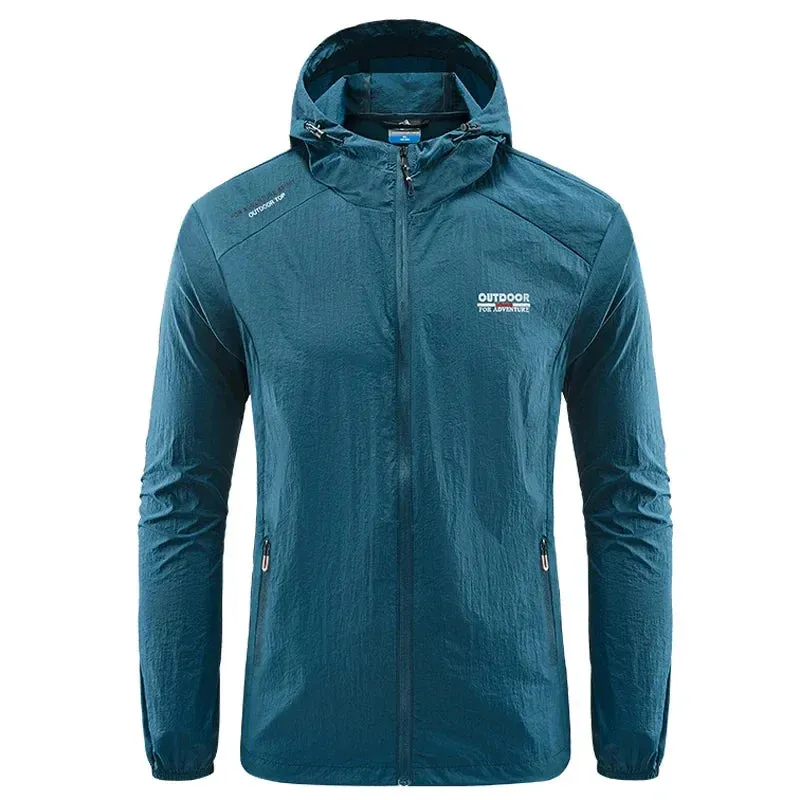 Men Hiking Fishing Cycling Hooded Gym Sport Windbreaker Ultra Light Coat Men Outdoor Quick Dry Sun-Protective Thin Jacket