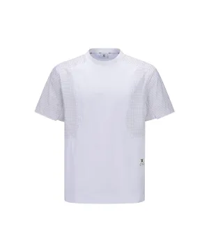 Men  Wooven Sleeve Crew Neck - White