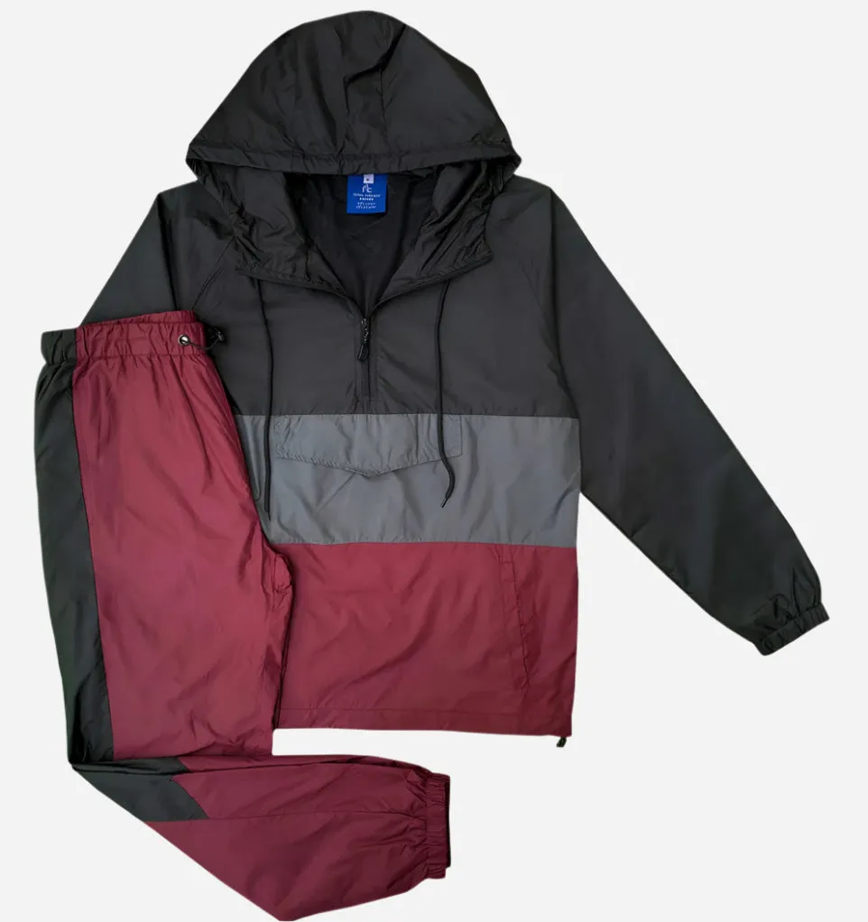 Men’s 2-Piece Quarter Zip Pullover Windbreaker Tracksuit Jogger Sports Mesh lined Outfit