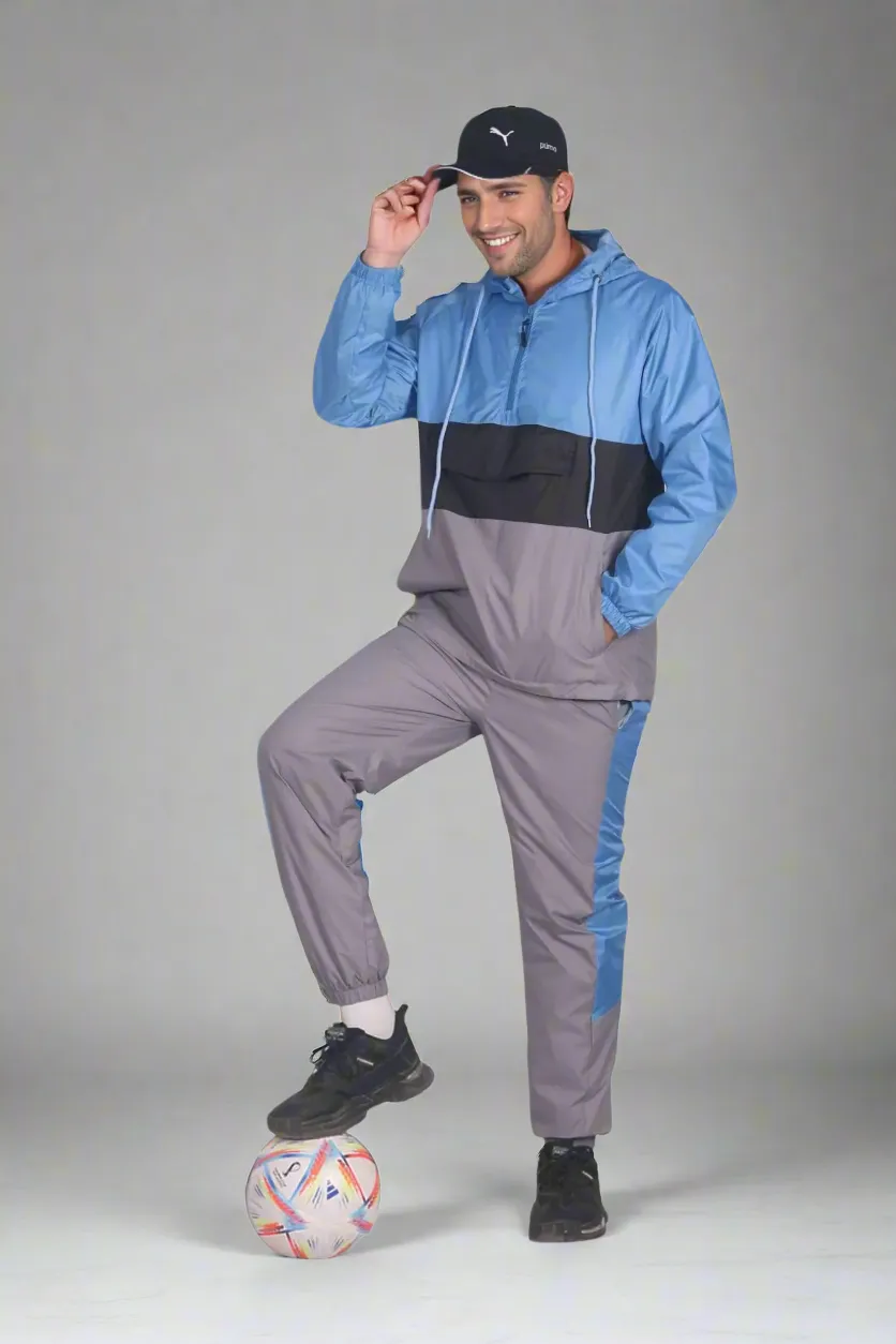 Men’s 2-Piece Quarter Zip Pullover Windbreaker Tracksuit Jogger Sports Mesh lined Outfit