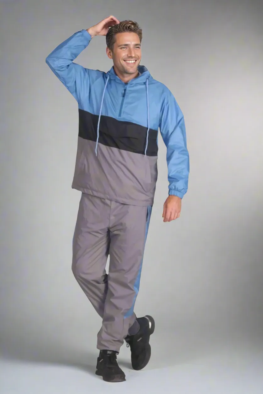 Men’s 2-Piece Quarter Zip Pullover Windbreaker Tracksuit Jogger Sports Mesh lined Outfit