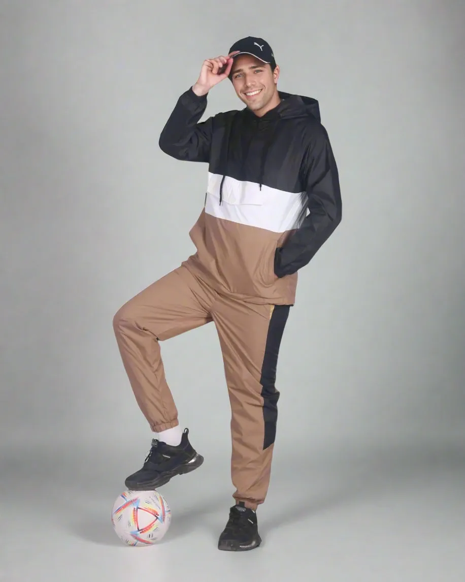 Men’s 2-Piece Quarter Zip Pullover Windbreaker Tracksuit Jogger Sports Mesh lined Outfit