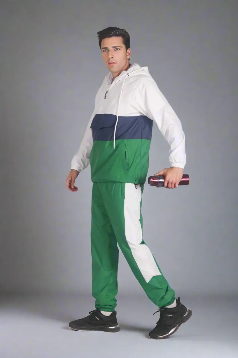 Men’s 2-Piece Quarter Zip Pullover Windbreaker Tracksuit Jogger Sports Mesh lined Outfit