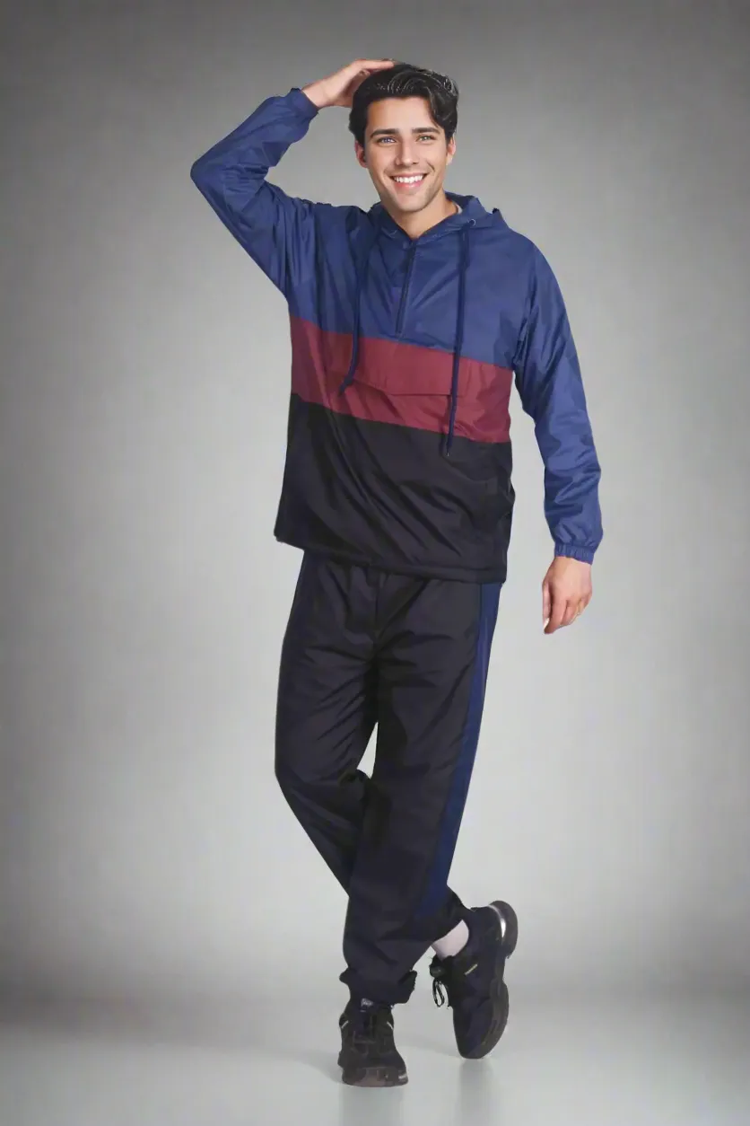 Men’s 2-Piece Quarter Zip Pullover Windbreaker Tracksuit Jogger Sports Mesh lined Outfit