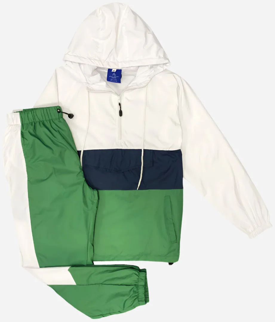 Men’s 2-Piece Quarter Zip Pullover Windbreaker Tracksuit Jogger Sports Mesh lined Outfit
