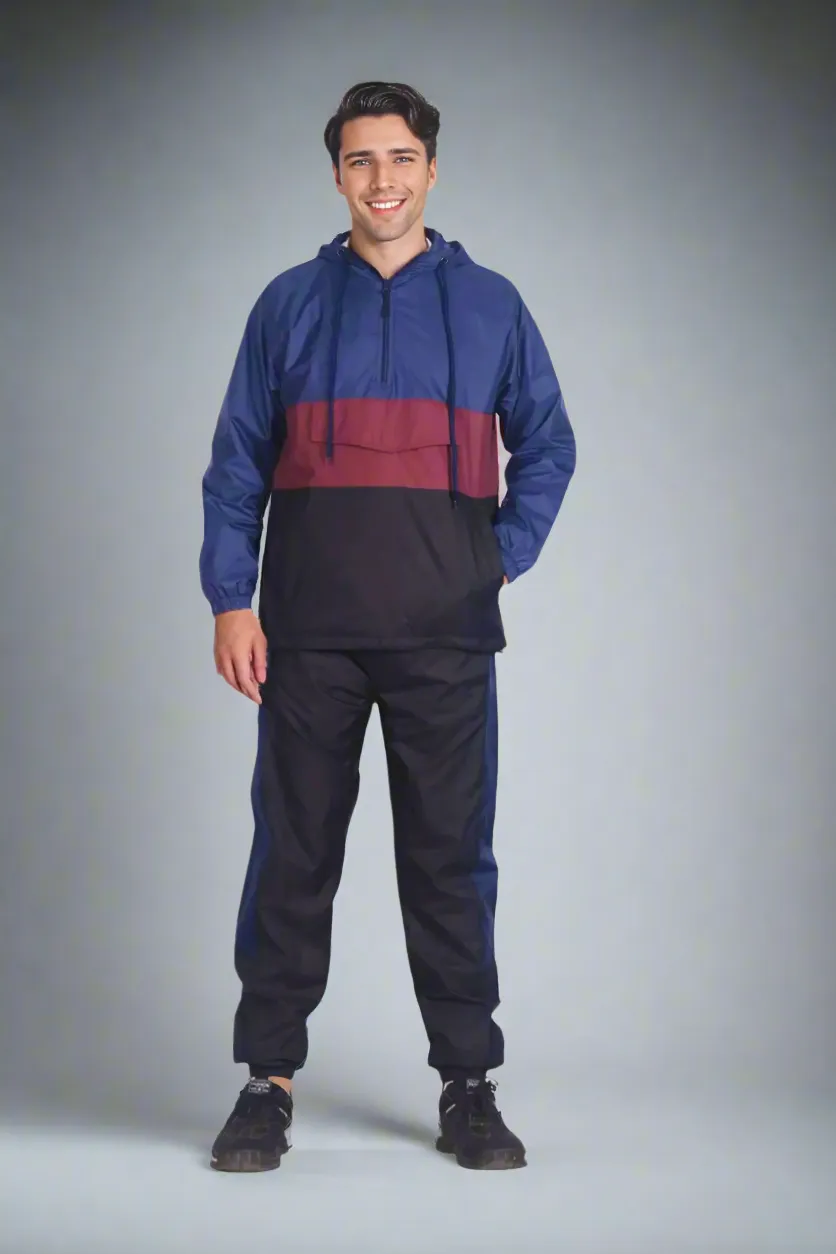 Men’s 2-Piece Quarter Zip Pullover Windbreaker Tracksuit Jogger Sports Mesh lined Outfit