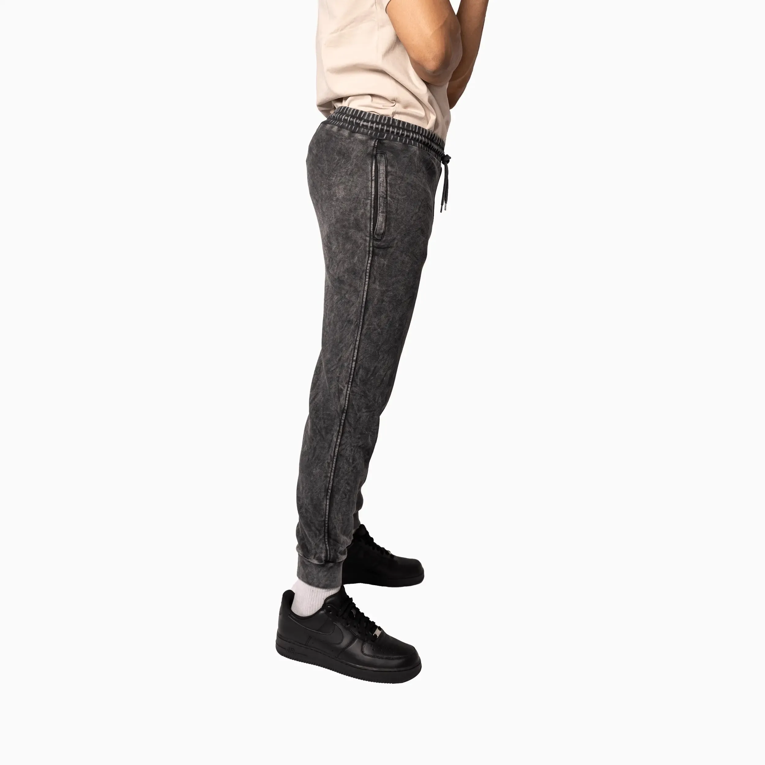 Men's Sportswear Washed Black Sweat Pant