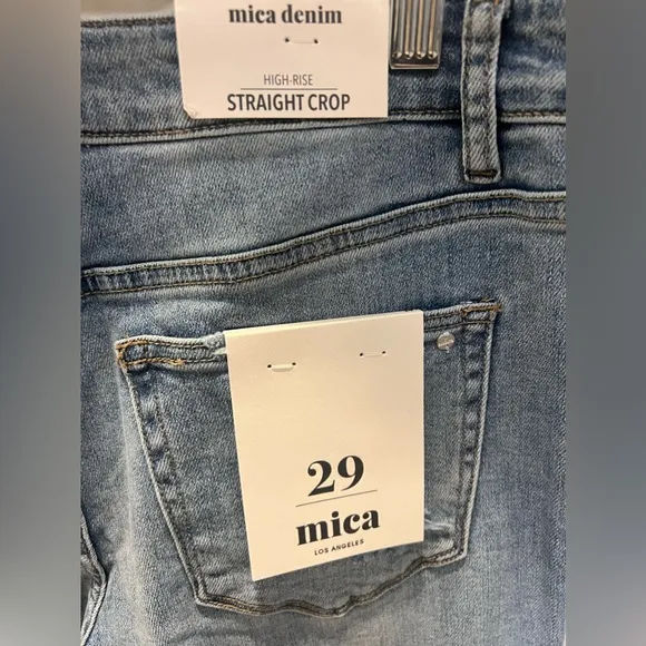 MICA High Rise Distressed Straight Crop Jeans NWT