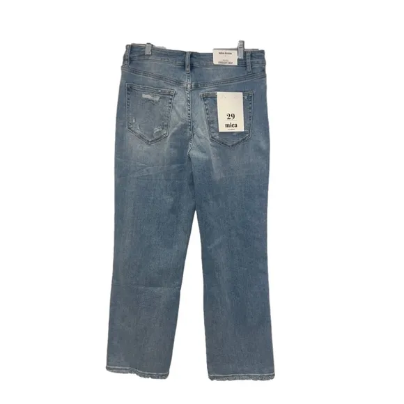 MICA High Rise Distressed Straight Crop Jeans NWT