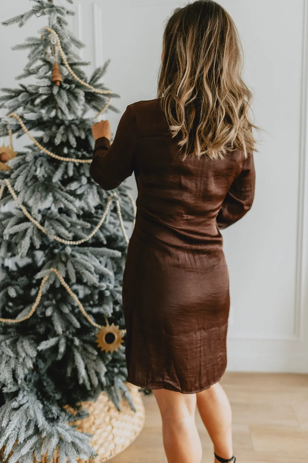 MISFIT ITEM - The Tie Curious Satin Dress - Coffee // Size S