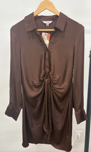 MISFIT ITEM - The Tie Curious Satin Dress - Coffee // Size S
