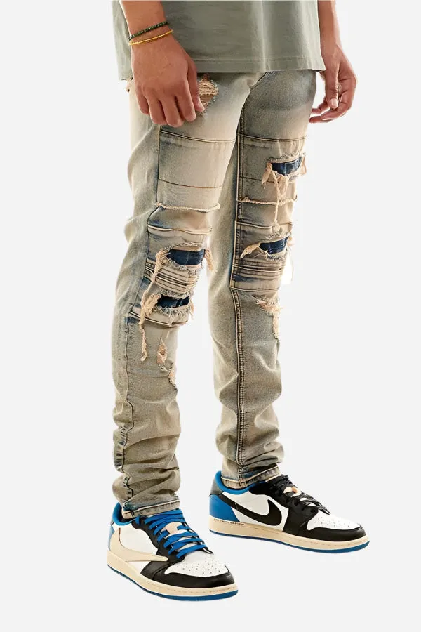 Multipannelled Jeans - Ripped Skinny Fit