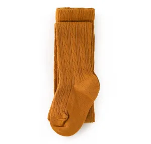 Mustard Cable Knit Tights