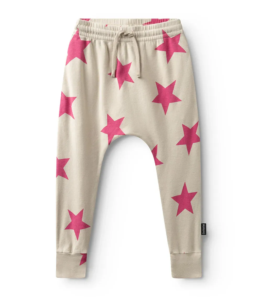 nununu- Light Star Baggy Pants (smokey natural/hot pink)