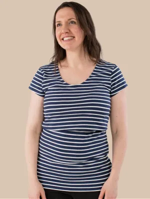 Nursing Short Sleeve Twin Pack Cotton T-Shirt | Black & Navy