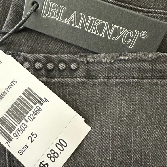 NWT Blank NYC Black Mid-Rise Skinny Cotton Blend Denim Jeans Size 25