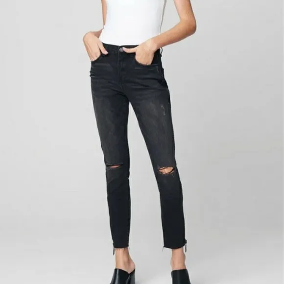 NWT Blank NYC Black Mid-Rise Skinny Cotton Blend Denim Jeans Size 25