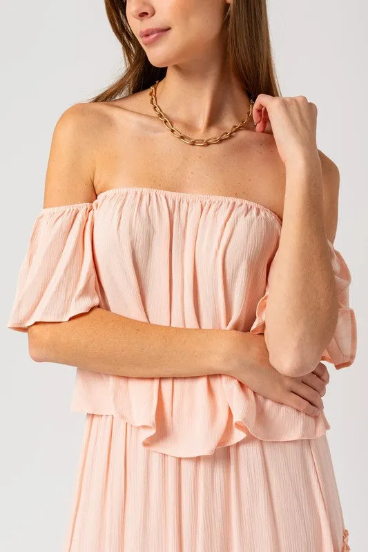 OFF SHOULDER TOP AND SHIRT SET