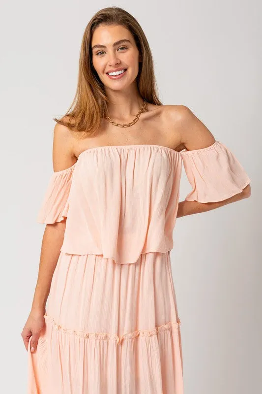 OFF SHOULDER TOP AND SHIRT SET