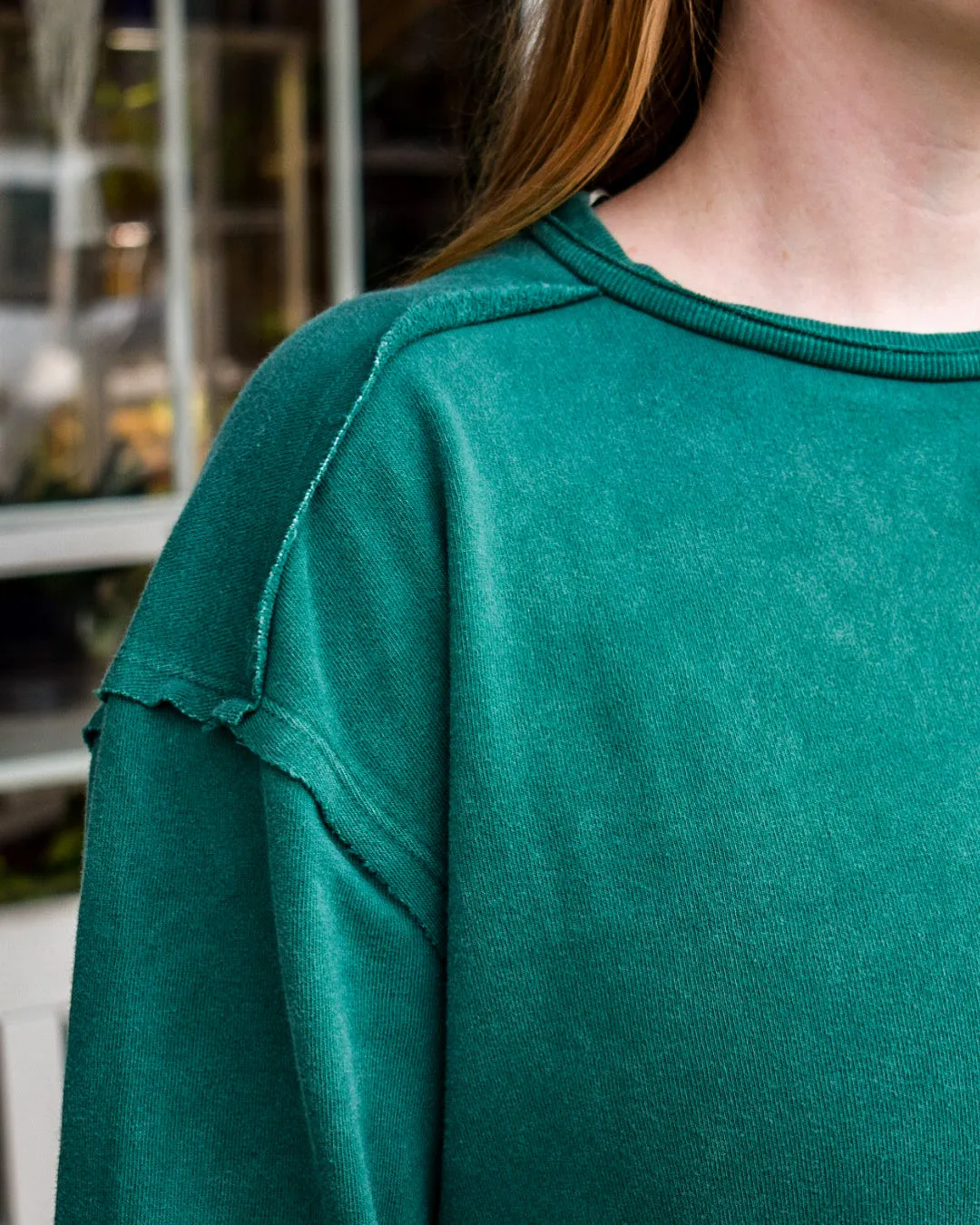 OUT FOR COFFEE SWEATSHIRT DRESS - DARK GREEN