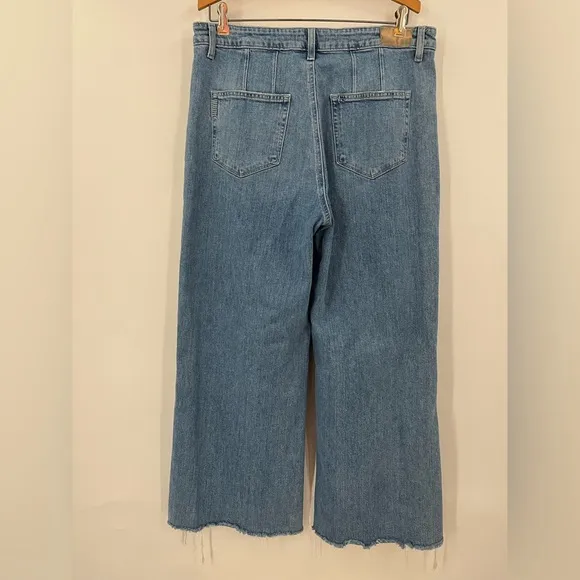 Paige 32x27 14 Anessa High Rise Ankle Wide Leg Jeans 0862 light blue distressed