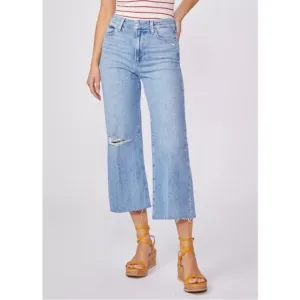 Paige 32x27 14 Anessa High Rise Ankle Wide Leg Jeans 0862 light blue distressed