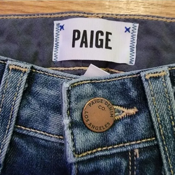 Paige 'Hoxton Ankle' Distressed Blue Jeans