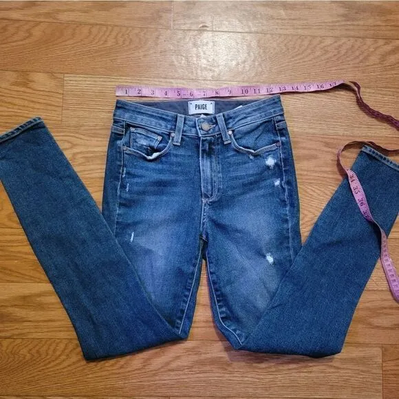 Paige 'Hoxton Ankle' Distressed Blue Jeans