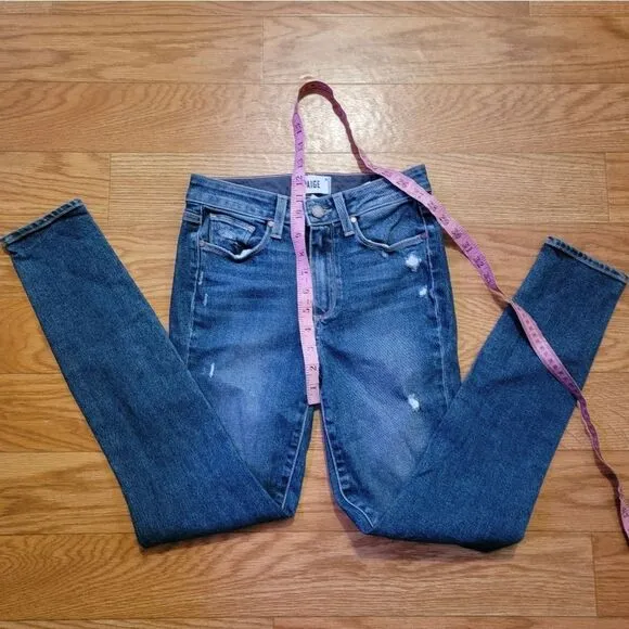 Paige 'Hoxton Ankle' Distressed Blue Jeans