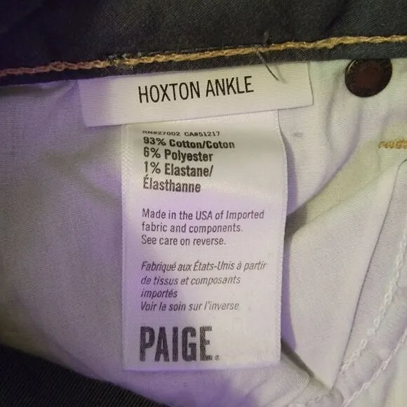 Paige 'Hoxton Ankle' Distressed Blue Jeans